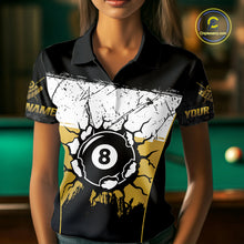 Load image into Gallery viewer, Personalized Yellow Funny Break 8 Ball Grunge Billiard Shirt For Women Custom Pool Team Jersey TDM4338