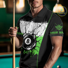 Load image into Gallery viewer, Personalized Green Funny Break 8 Ball Grunge Billiard Shirt For Men Custom Pool Team Jersey TDM4339