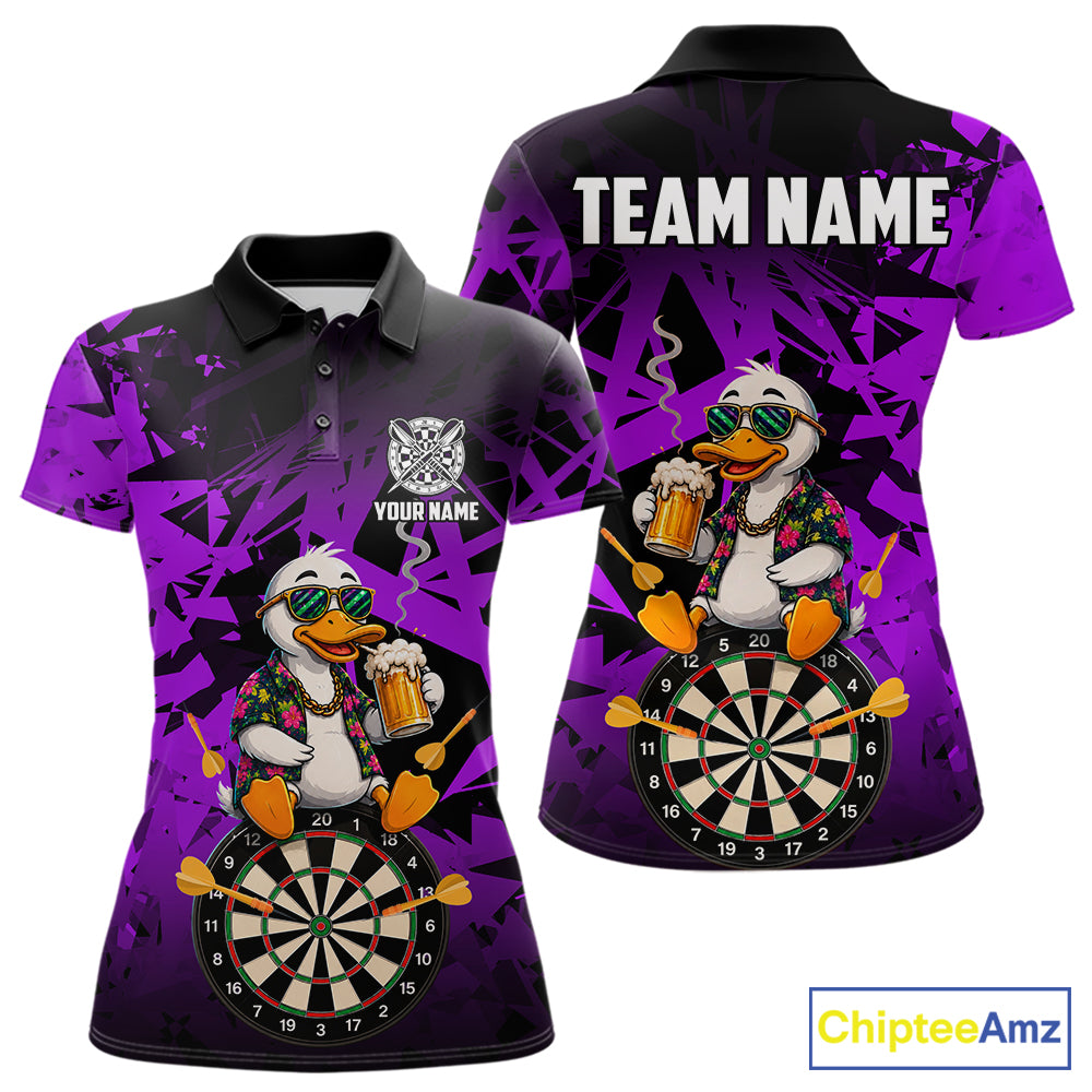 Personalized Purple Funny Duck Beer Darts Shirts For Women Custom Darts Team Jersey, Darts Gift TDM7196