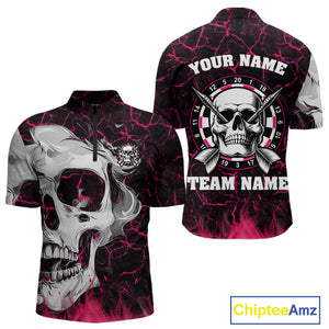 Personalized Pink 3D Fire Crack Skull Dart Shirts Custom Scary Dart Shirts For Men Dart Jersey TDM4762