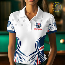 Load image into Gallery viewer, Patriotic American Flag 8 Ball Billiard Shirt For Women Custom Pool Team Jerseys Polo &amp; Quarter Zip TDM4769