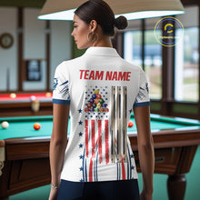 Load image into Gallery viewer, Patriotic American Flag 8 Ball Billiard Shirt For Women Custom Pool Team Jerseys Polo &amp; Quarter Zip TDM4769