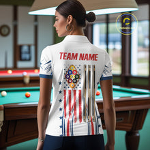 Load image into Gallery viewer, Patriotic American Flag 9 Ball Billiard Shirt For Women Custom Pool Team Jerseys Polo &amp; Quarter Zip TDM4770