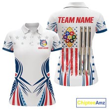 Load image into Gallery viewer, Patriotic American Flag 9 Ball Billiard Shirt For Women Custom Pool Team Jerseys Polo &amp; Quarter Zip TDM4770