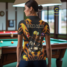 Load image into Gallery viewer, Orange Funny Flame 8 Ball Billiard Shirt For Women Custom Pool Team Jersey Polo &amp; Quarter Zip TDM4986