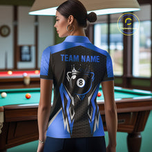 Load image into Gallery viewer, Black And Blue 8 Ball Pool Crown Billiard Shirt For Women Custom Billiard Jersey Team Polo &amp; 1/4 Zip TDM4990