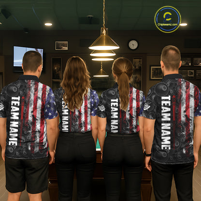 Personalized Smoke American Flag 8 Ball Billiard Shirts For Men Custom Patriotic Pool Team Jerseys TDM5430