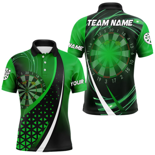 Black Green Lights Dart Polo, 1/4 Zip Custom Dart Shirt For Men Dart Jersey TDM3546