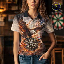 Load image into Gallery viewer, Personalized Grunge Fire Eagle Darts Shirt For Women, Patriotic Darts Jersey Team Polo &amp; 1/4 Zip TDM5911