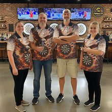 Load image into Gallery viewer, Personalized Grunge Fire Eagle Darts Shirt For Women, Patriotic Darts Jersey Team Polo &amp; 1/4 Zip TDM5911