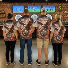 Load image into Gallery viewer, Personalized Grunge Fire Eagle Darts Shirt For Women, Patriotic Darts Jersey Team Polo &amp; 1/4 Zip TDM5911