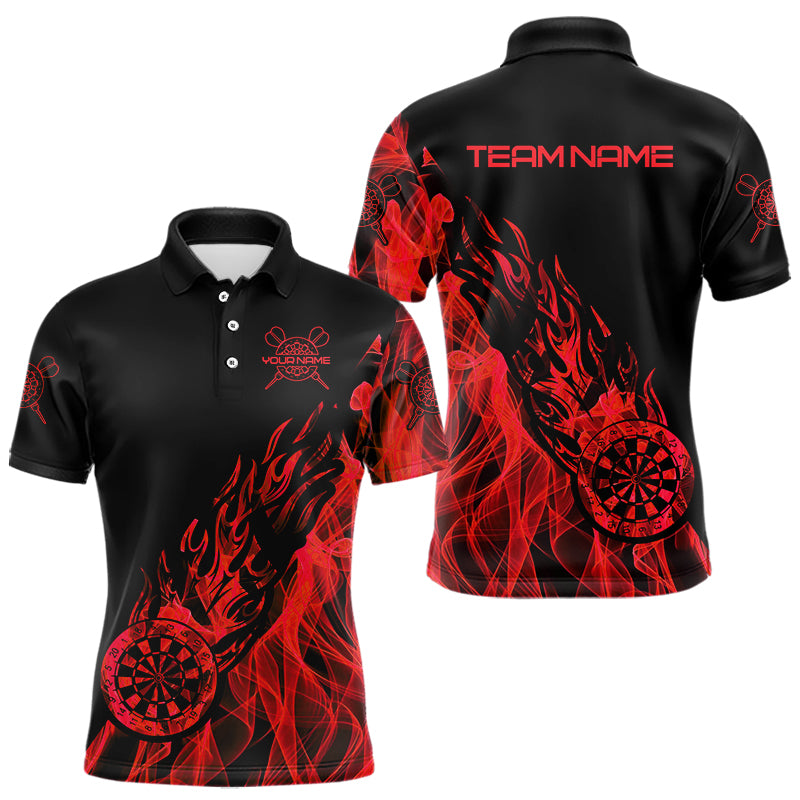 Red And Black Dartboard Fire Flame Darts Polo & Quarter Zip Custom Dart Shirt For Men Dart Jerseys TDM3707