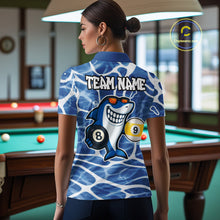 Load image into Gallery viewer, Blue Funny Shark 8 Ball &amp; 9 Ball Billiard Shirt For Women Custom Pool Team Jersey Polo &amp; 1/4 Zip TDM6056