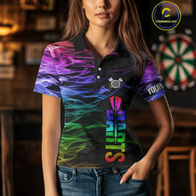 Load image into Gallery viewer, Custom Rainbow Smoke Darts Shirt For Women, Darts Team Jersey Pocket Option TDM3886