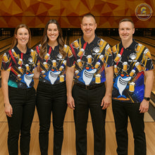 Load image into Gallery viewer, Colorful Graffiti Funny Shark And Beer Bowling Polo, 1/4 Zip For Women Custom Bowling Team Jersey TDM6488
