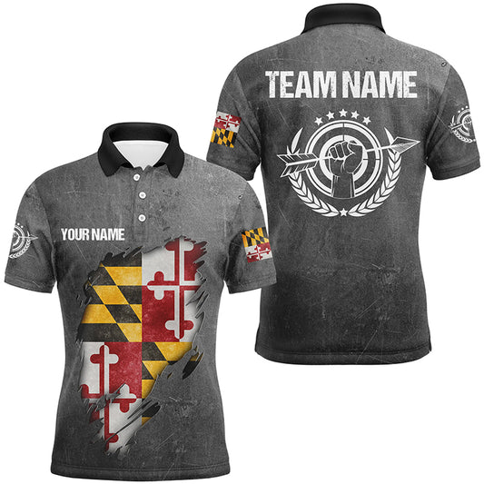Personalized Grunge Maryland Archery Shirts For Men, Custom Maryland Flag Shirts For Archers TDM1800