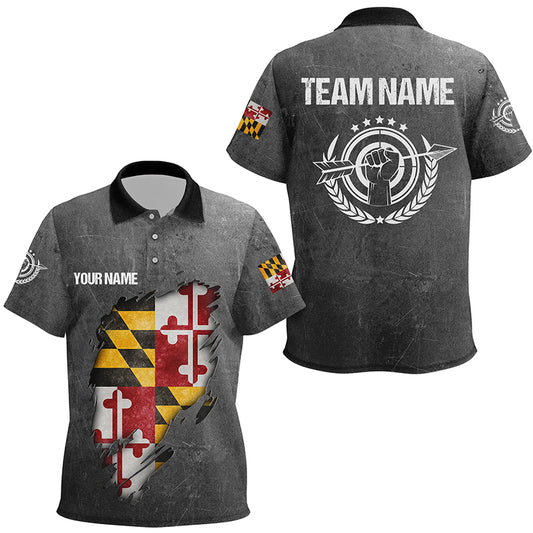 Personalized Grunge Maryland Archery Shirts For Kid, Custom Maryland Flag Shirts For Archers TDM1800