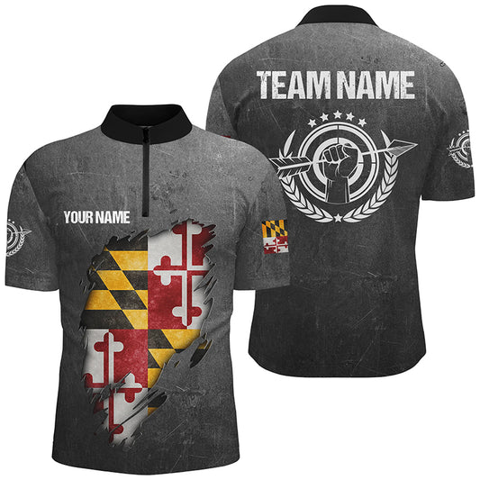 Personalized Grunge Maryland Archery Shirts For Men, Custom Maryland Flag Shirts For Archers TDM1800