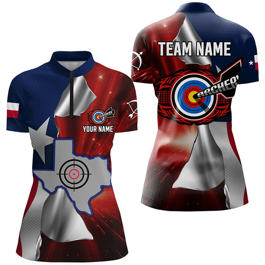 Personalized Texas Flag 3D Printed Women Archery Shirts, Best Patriotic Texas Archery Team Jerseys TDM1802