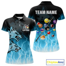 Load image into Gallery viewer, Custom Billiard Shirt For Women –  Blue Thunder Lightning Wolf Pool Balls Team Jersey Polo &amp; 1/4 Zip TDM4558