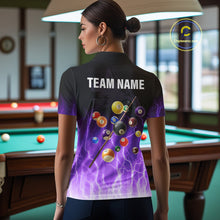 Load image into Gallery viewer, Custom Billiard Shirt For Women, Purple Thunder Lightning Wolf Pool Balls Team Jersey Polo &amp; 1/4 Zip TDM4559