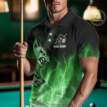 Load image into Gallery viewer, Custom Billiard Shirt For Men, Green Thunder Lightning Wolf Pool Balls Team Jersey Polo &amp; 1/4 Zip TDM4560