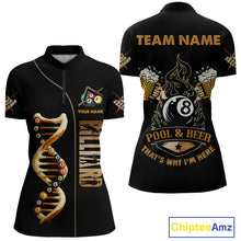 Load image into Gallery viewer, Funny DNA Billiard Shirt For Women Custom 8 Ball Pool &amp; Beer That&#39;s Why I&#39;M Here Team Jersey TDM4565