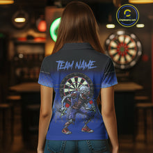 Load image into Gallery viewer, Custom Zombie Blue Dart Shirt With Pocket Option For Women, Dart Team Jerseys TDM4771