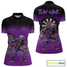 Load image into Gallery viewer, Custom Zombie Purple Dart Shirt With Pocket Option For Women, Dart Team Jerseys TDM4772