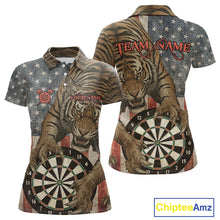Load image into Gallery viewer, Personalized Vintage American Flag Tiger Darts Shirt For Women, Patriotic Dart Team Jerseys TDM5189