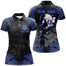 Load image into Gallery viewer, Funny Skull Claw Pattern Custom Women Billiard Shirts, Grunge Blue Black Cool Billiard Jerseys TDM3202