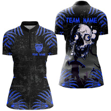 Load image into Gallery viewer, Funny Skull Claw Pattern Custom Women Billiard Shirts, Grunge Blue Black Cool Billiard Jerseys TDM3202