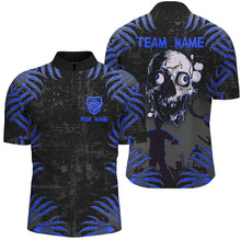 Load image into Gallery viewer, Funny Skull Claw Pattern Custom Men Billiard Shirts, Grunge Blue Black Cool Billiard Jerseys TDM3202