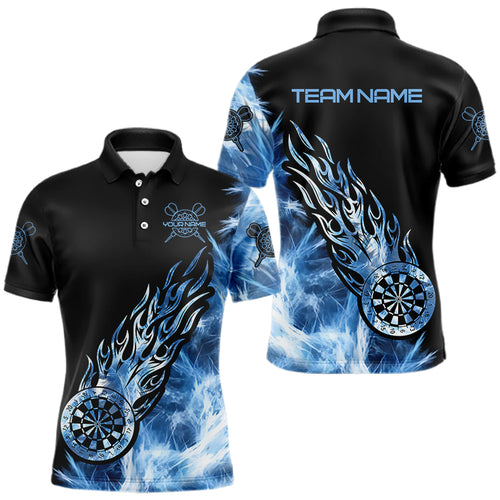 Black And Blue Light Icy Men Darts Polo & Quarter Zip Shirt Custom Dart Shirts For Team Dart Jersey TDM3411
