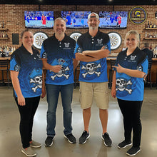 Load image into Gallery viewer, Black And Blue Funny Pirate Flame Skull Darts Shirt For Women Custom Dart Jersey Team Polo, 1/4 Zip TDM5703