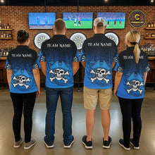 Load image into Gallery viewer, Black And Blue Funny Pirate Flame Skull Darts Shirt For Women Custom Dart Jersey Team Polo, 1/4 Zip TDM5703