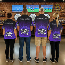 Load image into Gallery viewer, Black Purple Funny Pirate Flame Skull Darts Shirt For Women Custom Dart Jerseys Team Polo &amp; 1/4 Zip TDM5704