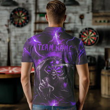 Load image into Gallery viewer, Personalized Purple Death Skeleton Custom Thunder Lightning Men Dart Shirts, 3D Darts Team Jerseys TDM3550