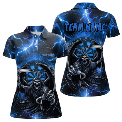 Blue Grim Reaper Custom Thunder Lightning Women Dart Shirts, Darts Jerseys TDM3550