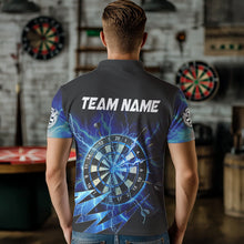 Load image into Gallery viewer, Personalized Blue 3D Dartboard Thunder Storm Lighting Dart Shirts For Men Custom Team Dart Jerseys TDM3553