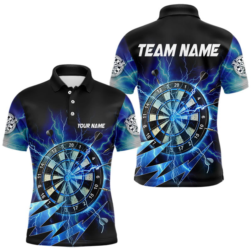 Personalized Blue 3D Dartboard Thunder Storm Lighting Dart Shirts For Men Custom Team Dart Jerseys TDM3553