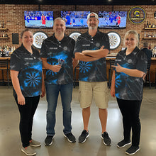 Load image into Gallery viewer, Custom Lightning Flame Darts Shirt For Women, Darts Jersey Pocket Option|Blue TDM5913