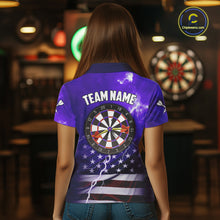 Load image into Gallery viewer, Purple Lightning US Flag Dart Shirt For Women Custom Dart Jersey Pocket Option TDM5916