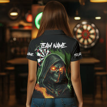 Load image into Gallery viewer, Personalized Green Grim Reaper Fire Dart Shirts For Women Custom Skull Dart Jersey Polo &amp; 1/4 Zip TDM3711