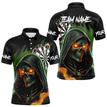 Load image into Gallery viewer, Personalized Green Death Skeleton Fire Dart Shirts For Men Custom Skull Dart Jersey Polo &amp; 1/4 Zip TDM3711