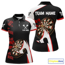Load image into Gallery viewer, Personalized Darts Polo &amp; Quater Zip For Women Custom Darts Tournament Team Jersey |Red TDM6067