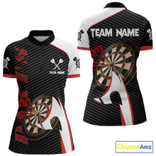 Load image into Gallery viewer, Personalized Darts Polo &amp; Quater Zip For Women Custom Darts Tournament Team Jersey |Red TDM6067