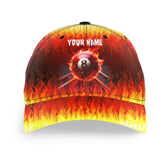 Personalized 3D 8 Ball Pool Fire Billiard Hats Custom Name Billiard Baseball Caps For Pooler TDM1433