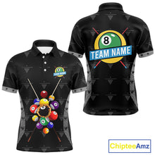 Load image into Gallery viewer, Custom Black Billiard Jerseys Polo &amp; Quarter Zip For Men, 8 Ball Pool Billiard Team Shirts TDM3979