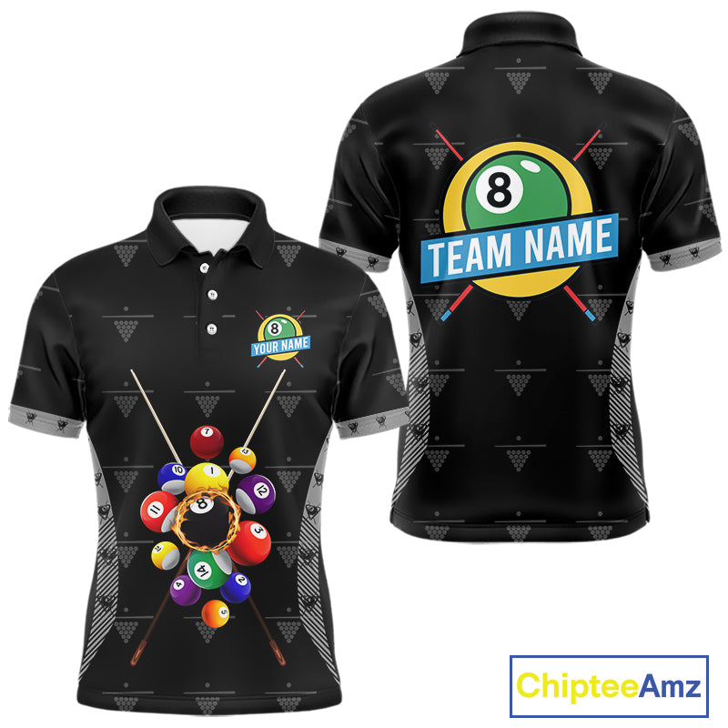 Custom Black Billiard Jerseys Polo & Quarter Zip For Men, 8 Ball Pool Billiard Team Shirts TDM3979